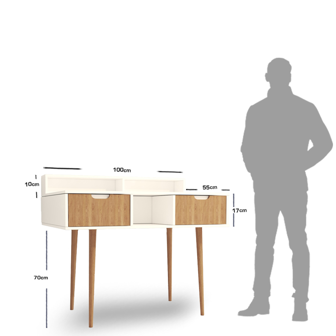 میز تحریر سفید قهوه ای با سه باکس مجزا مدل D.001